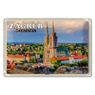 Blechschild Reise 30x20cm Zagreb Kroatien Kathedrale Bischofskirche