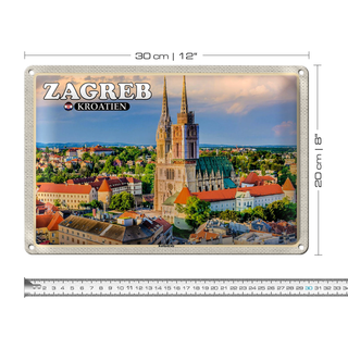 Blechschild Reise 30x20cm Zagreb Kroatien Kathedrale Bischofskirche