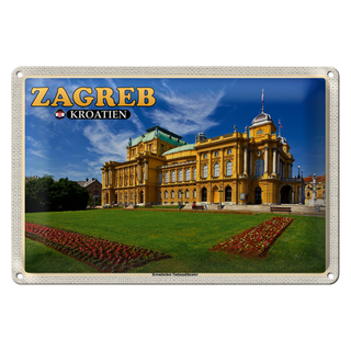 Blechschild Reise 30x20cm Zagreb Kroatien Nationaltheater