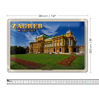 Blechschild Reise 30x20cm Zagreb Kroatien Nationaltheater
