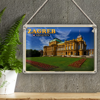 Blechschild Reise 30x20cm Zagreb Kroatien Nationaltheater