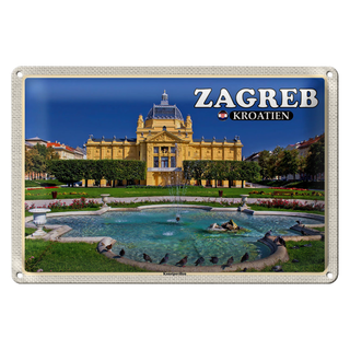 Blechschild Reise 30x20cm Zagreb Kroatien Kunstpavillon