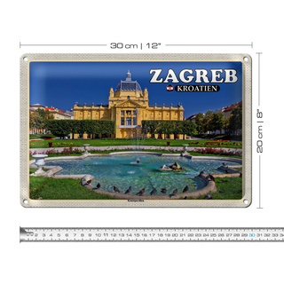 Blechschild Reise 30x20cm Zagreb Kroatien Kunstpavillon