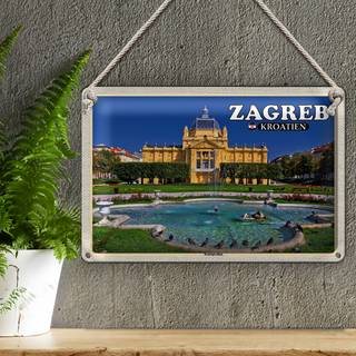 Blechschild Reise 30x20cm Zagreb Kroatien Kunstpavillon