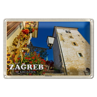 Blechschild Reise 30x20cm Zagreb Kroatien Lotrscak Turm Wachturm
