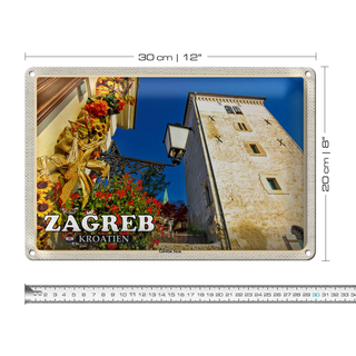 Blechschild Reise 30x20cm Zagreb Kroatien Lotrscak Turm Wachturm