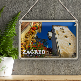 Blechschild Reise 30x20cm Zagreb Kroatien Lotrscak Turm Wachturm