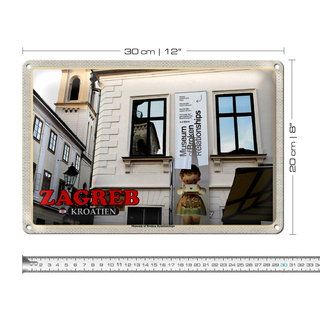 Blechschild Reise 30x20cm Zagreb Kroatien Museum Relationships