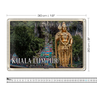 Blechschild Reise 30x20cm Kuala Lumpur Malaysia Batu Caves