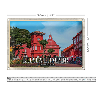 Blechschild Reise 30x20cm Kuala Lumpur Malaysia Malakka Stadt Kirche
