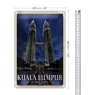Blechschild Reise 20x30cm Kuala Lumpur Malaysia Petronas