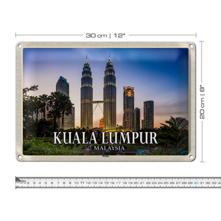 Blechschild Reise 30x20cm Kuala Lumpur Malaysia Skyline