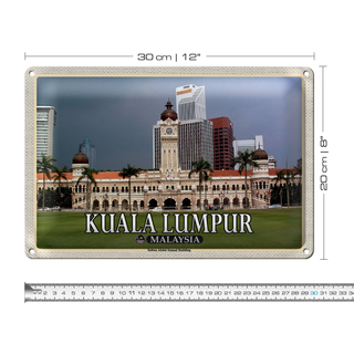 Blechschild Reise 30x20cm Kuala Lumpur Sultan Abdul Building