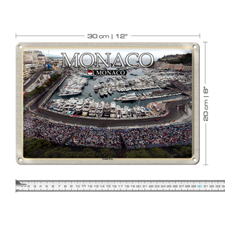 Blechschild Reise 30x20cm Monaco Grand Prix Rennsport