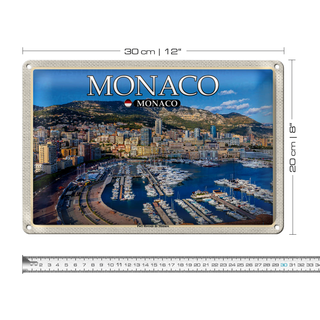 Blechschild Reise 30x20cm Monaco Port Hercule de Monaco