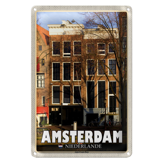 Blechschild Reise 20x30cm Amsterdam Niederlande Anne-Frank-Haus