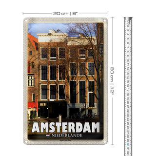 Blechschild Reise 20x30cm Amsterdam Niederlande Anne-Frank-Haus