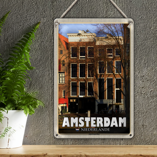 Blechschild Reise 20x30cm Amsterdam Niederlande Anne-Frank-Haus
