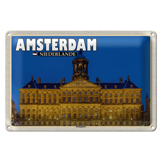 Blechschild Reise 30x20cm Amsterdam Niederlande Königspalast