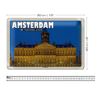 Blechschild Reise 30x20cm Amsterdam Niederlande Königspalast