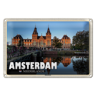 Blechschild Reise 30x20cm Amsterdam Niederlande Rijksmuseum