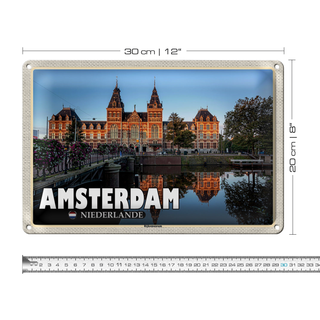Blechschild Reise 30x20cm Amsterdam Niederlande Rijksmuseum