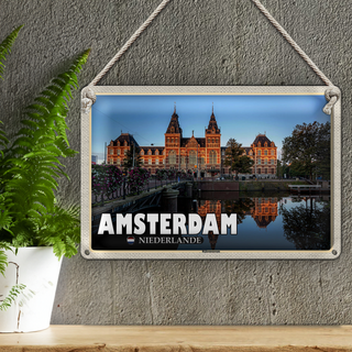 Blechschild Reise 30x20cm Amsterdam Niederlande Rijksmuseum
