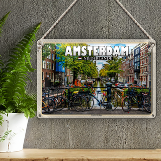 Blechschild Reise 30x20cm Amsterdam Niederlande Stadtteil Jordaan