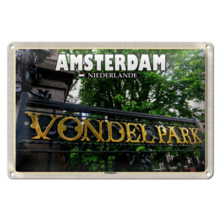 Blechschild Reise 30x20cm Amsterdam Niederlande Vondelpark