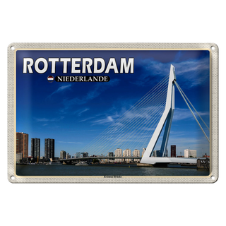 Blechschild Reise 30x20cm Rotterdam Niederlande Erasmus-Brücke