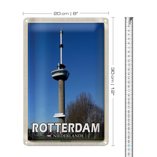Blechschild Reise 20x30cm Rotterdam Niederlande Euromast TowerDeko