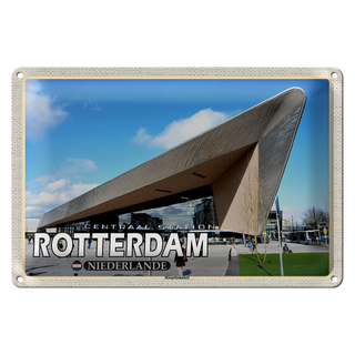 Blechschild Reise 30x20cm Rotterdam Niederlande Hauptbahnhof