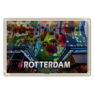 Blechschild Reise 30x20cm Rotterdam Niederlande Markthalle