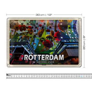 Blechschild Reise 30x20cm Rotterdam Niederlande Markthalle