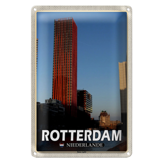 Blechschild Reise 20x30cm Rotterdam Niederlande Roter Apfel