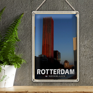 Blechschild Reise 20x30cm Rotterdam Niederlande Roter Apfel