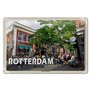 Blechschild Reise 30x20cm Rotterdam Niederlande Witte de Withstraat