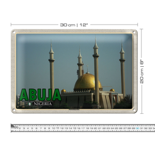 Blechschild Reise 30x20cm Abuja Nigeria Nationalmoschee