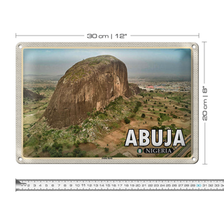 Blechschild Reise 30x20cm Abuja Nigeria Zuma Rock Felsformation