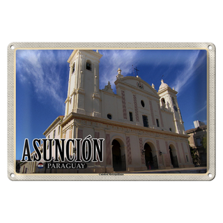 Blechschild Reise 30x20cm Asuncion Paraguay Catedral Metropolitana
