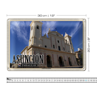 Blechschild Reise 30x20cm Asuncion Paraguay Catedral Metropolitana