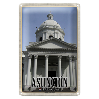 Blechschild Reise 20x30cm Asunción Paraguay Panteón de los Héroes