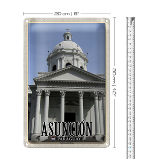 Blechschild Reise 20x30cm Asunción Paraguay Panteón de los Héroes