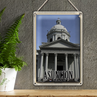Blechschild Reise 20x30cm Asunción Paraguay Panteón de los Héroes