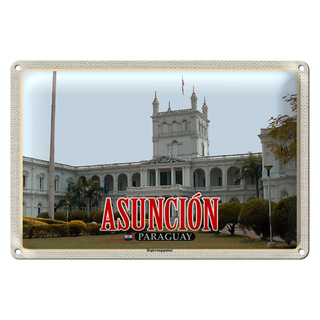 Blechschild Reise 30x20cm Asuncion Paraguay Regierungspalast