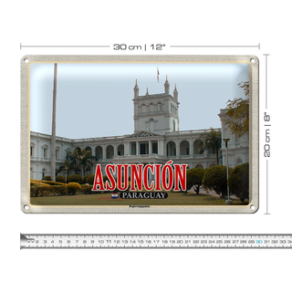 Blechschild Reise 30x20cm Asuncion Paraguay Regierungspalast