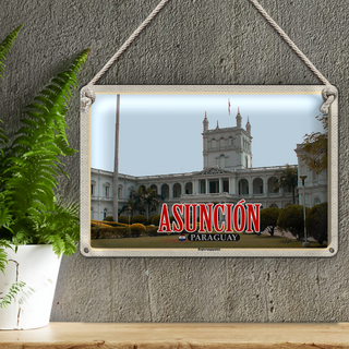 Blechschild Reise 30x20cm Asuncion Paraguay Regierungspalast