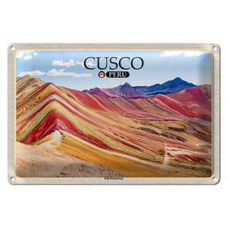 Blechschild Reise 30x20cm Cusco Peru Regenbogenberge
