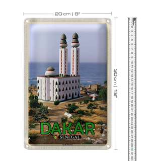 Blechschild Reise 20x30cm Dakar Senegal Große Moschee