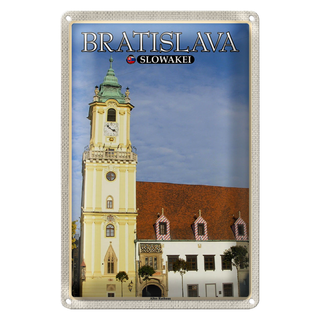 Blechschild Reise 20x30cm Bratislava Slowakei Altes Rathaus